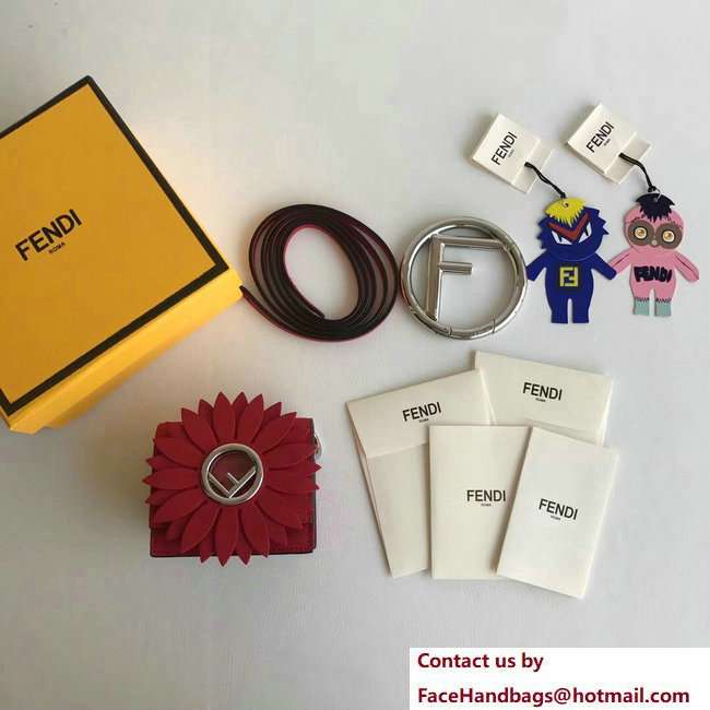 Fendi Daisy Flower Micro Kan I F Logo Bag Red 2018