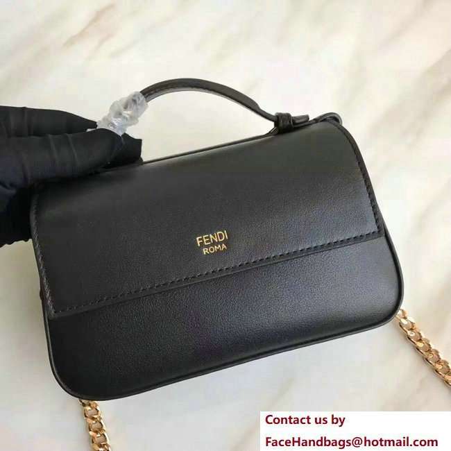 Fendi Double Micro Baguette Shoulder Bag Black/Gold Studs and FF Buckle Black 2018