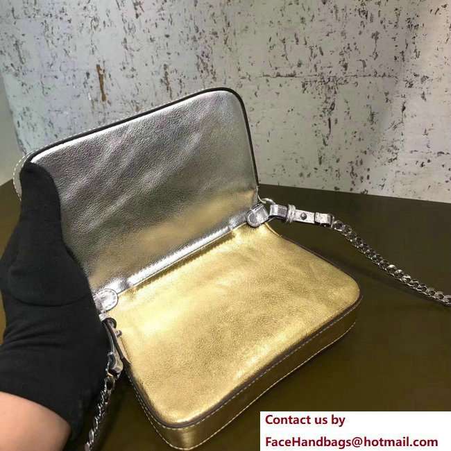 Fendi Double Micro Baguette Shoulder Bag Flowerland Gold/Silver 2018 - Click Image to Close