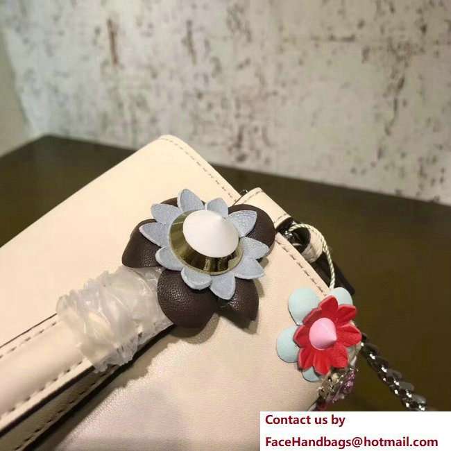 Fendi Double Micro Baguette Shoulder Bag Flowers and Crystals Beige 2018
