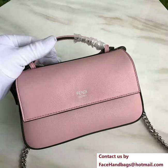 Fendi Double Micro Baguette Shoulder Bag Plexiglass Rainbow Studs and FF Buckle Pink 2018