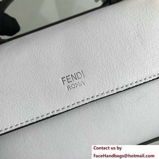 Fendi Double Micro Baguette Shoulder Bag Studs Flower and FF Buckle Coffee/White 2018