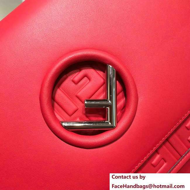 Fendi Embossed FF Medium Kan I F Logo Bag Red 2018 - Click Image to Close