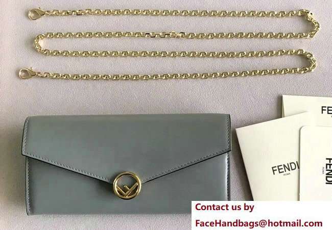 Fendi F Logo Continental Wallet On Chain Woc Bag Green Gray 2018 - Click Image to Close