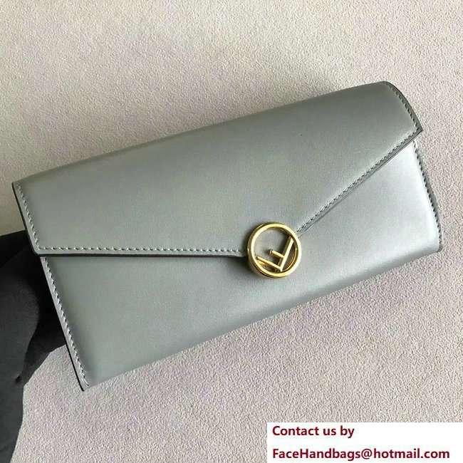 Fendi F Logo Continental Wallet On Chain Woc Bag Green Gray 2018 - Click Image to Close