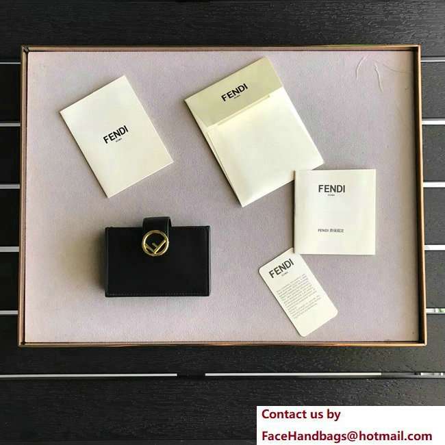 Fendi F Logo Flat Card Holder Black 2018 - Click Image to Close