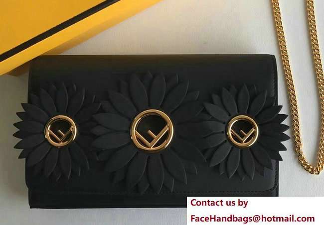 Fendi F Logo Wallet On Chain Woc Mini Bag Daisy Flowers Black 2018