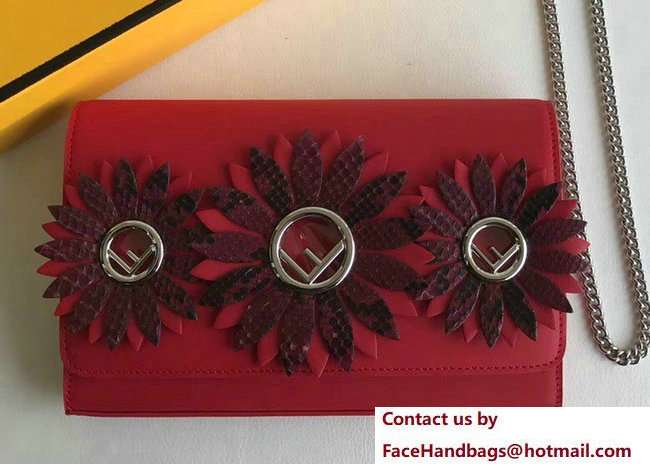 Fendi F Logo Wallet On Chain Woc Mini Bag Daisy Flowers Red 2018 - Click Image to Close