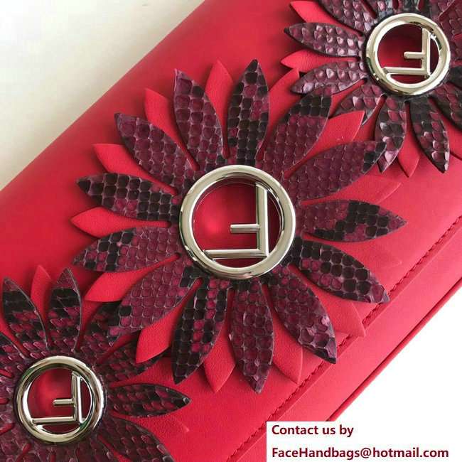 Fendi F Logo Wallet On Chain Woc Mini Bag Daisy Flowers Red 2018