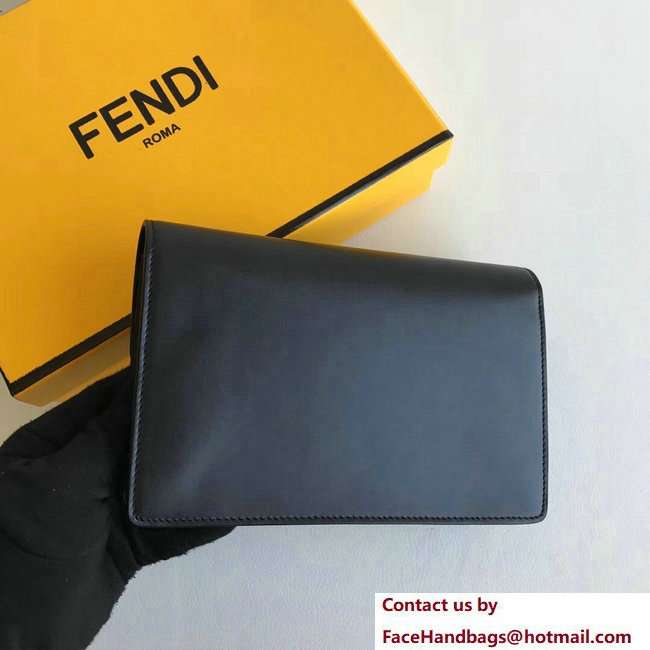 Fendi F Logo Wallet On Chain Woc Mini Bag Geometric-Shaped Flap Grommets And Rock-Colour Elaphe Black 2018 - Click Image to Close