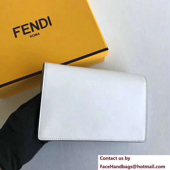 Fendi F Logo Wallet On Chain Woc Mini Bag Geometric-Shaped Flap Grommets And Rock-Colour Elaphe White 2018
