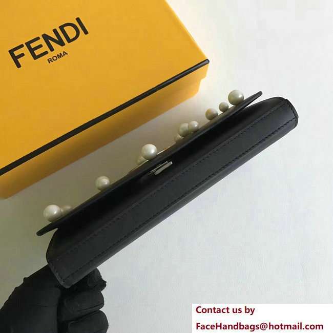 Fendi F Logo Wallet On Chain Woc Mini Bag Pearls Black 2018 - Click Image to Close