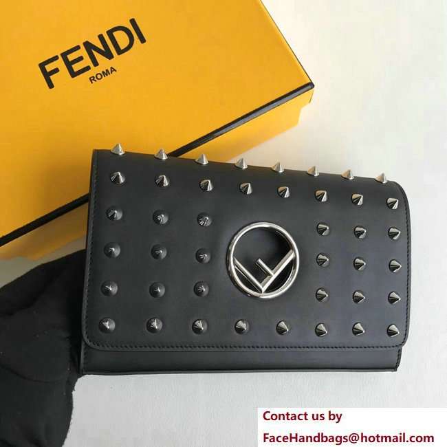 Fendi F Logo Wallet On Chain Woc Mini Bag Studs Black 2018 - Click Image to Close