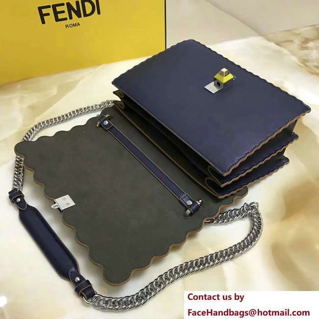 Fendi KAN I Crossbody Medium Bag Dark blue With Scalloped Edge 2017 - Click Image to Close