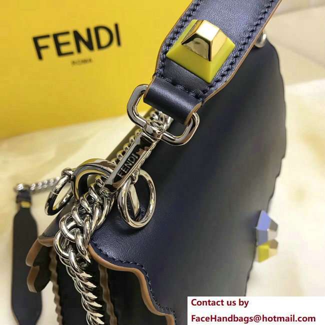 Fendi KAN I Crossbody Medium Bag Dark blue With Scalloped Edge 2017 - Click Image to Close
