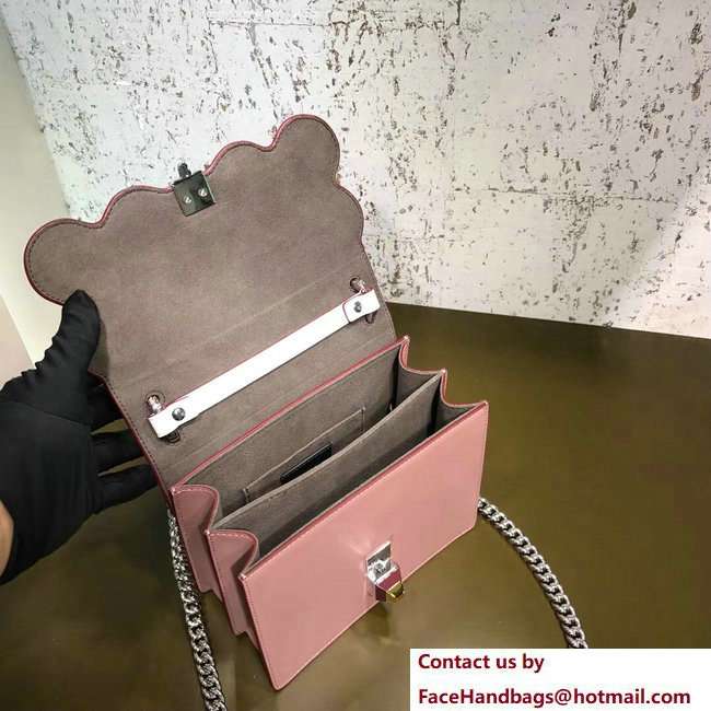 Fendi Kan I Crossbody Mini Bag Scalloped Edges Grommets and Crystals White/Pink 2018 - Click Image to Close