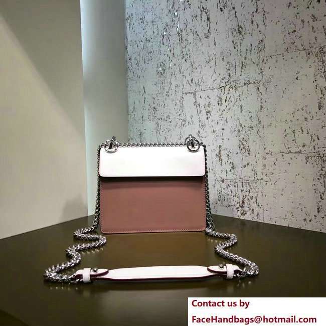 Fendi Kan I Crossbody Mini Bag Scalloped Edges Grommets and Crystals White/Pink 2018 - Click Image to Close