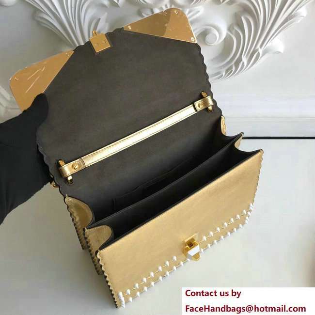 Fendi Kan I Top Handle Medium Bag Flower and Stud Gold 2018 - Click Image to Close