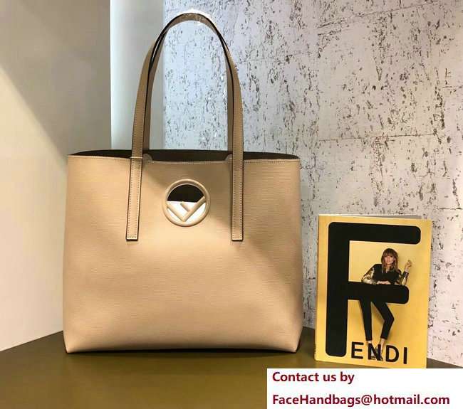 Fendi Leather F Logo Shopper Bag Apricot 2018