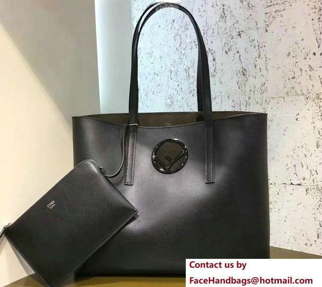 Fendi Leather F Logo Shopper Bag Black 2018 - Click Image to Close