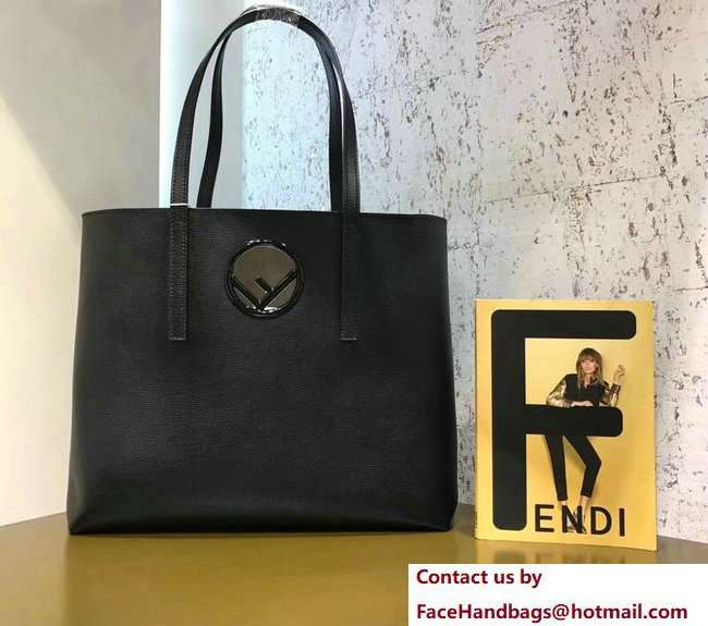 Fendi Leather F Logo Shopper Bag Black 2018 - Click Image to Close