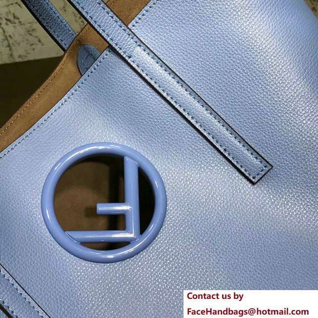 Fendi Leather F Logo Shopper Bag Light Blue 2018
