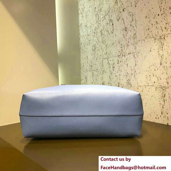 Fendi Leather F Logo Shopper Bag Light Blue 2018