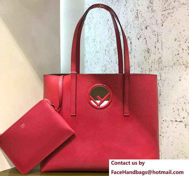 Fendi Leather F Logo Shopper Bag Red 2018 - Click Image to Close