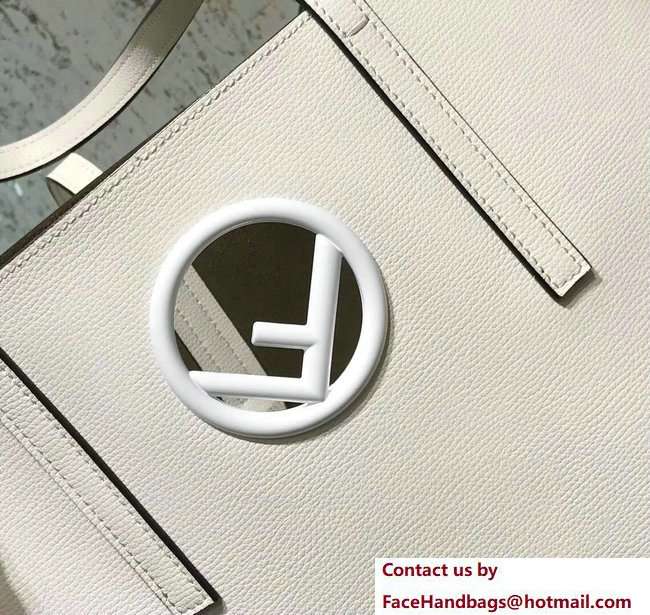 Fendi Leather F Logo Shopper Bag White 2018