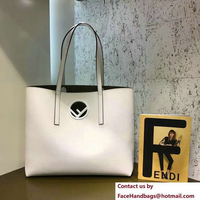 Fendi Leather F Logo Shopper Bag White 2018