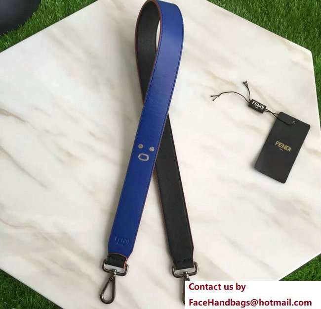 Fendi Leather Long Shoulder Strap You Face Black/Blue 2018 - Click Image to Close