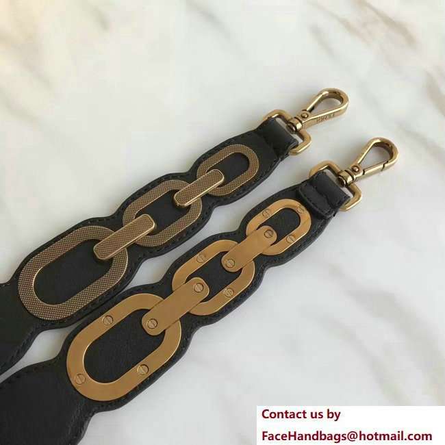 Fendi Leather Long Shoulder Strap You Gold Metal Black 2018 - Click Image to Close