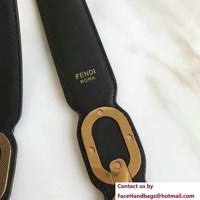 Fendi Leather Long Shoulder Strap You Gold Metal Black 2018