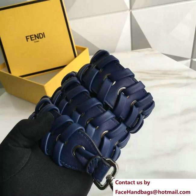 Fendi Leather Long Shoulder Strap You Hand-woven Dark Blue 2018
