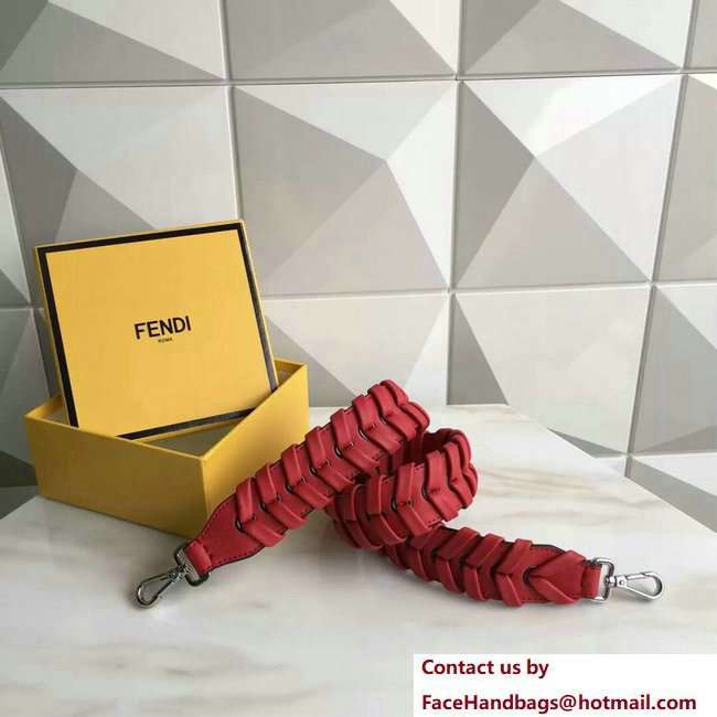 Fendi Leather Long Shoulder Strap You Hand-woven Red 2018