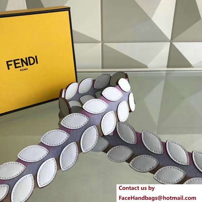 Fendi Leather Long Shoulder Strap You Leaf-Shaped Lavender/White 2018