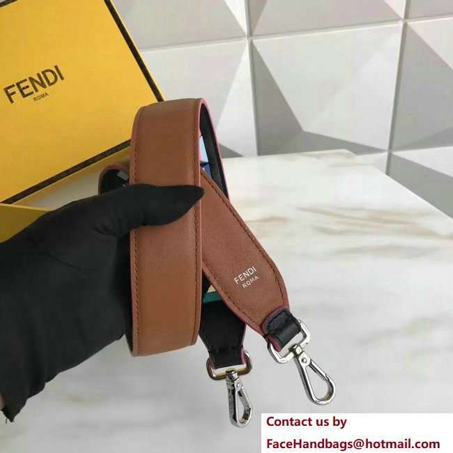 Fendi Leather Long Shoulder Strap You Multicolour Plexiglass Rainbow Studs Black/Brown 2018
