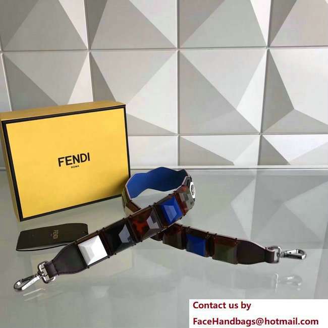 Fendi Leather Long Shoulder Strap You Multicolour Plexiglass Rainbow Studs Burgundy/Blue 2018 - Click Image to Close