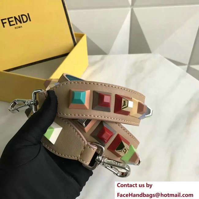 Fendi Leather Long Shoulder Strap You Multicolour Plexiglass Rainbow Studs Camel/Green 2018