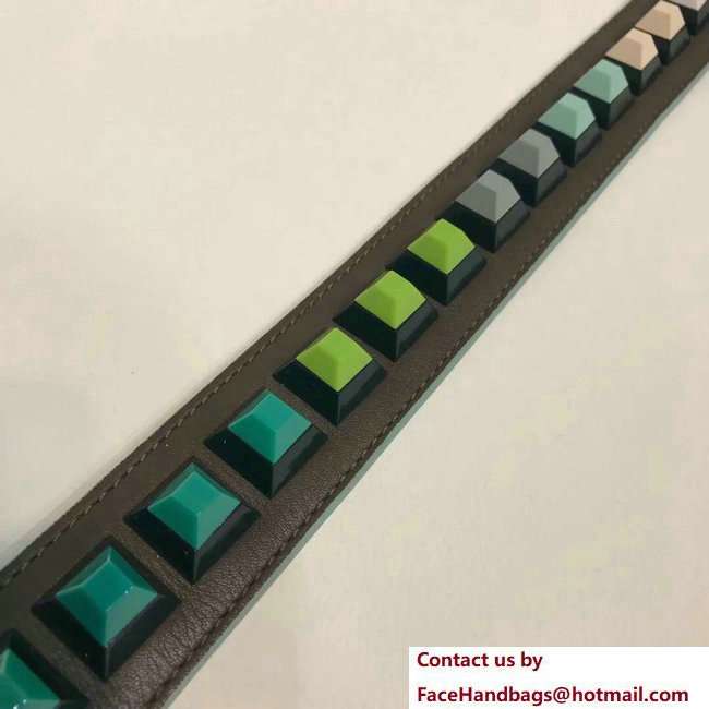 Fendi Leather Long Shoulder Strap You Multicolour Plexiglass Rainbow Studs Etoupe/Burgundy 2018