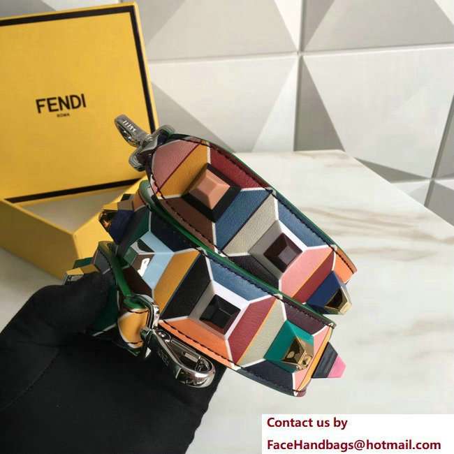 Fendi Leather Long Shoulder Strap You Multicolour Plexiglass Rainbow Studs Light Gray 2018