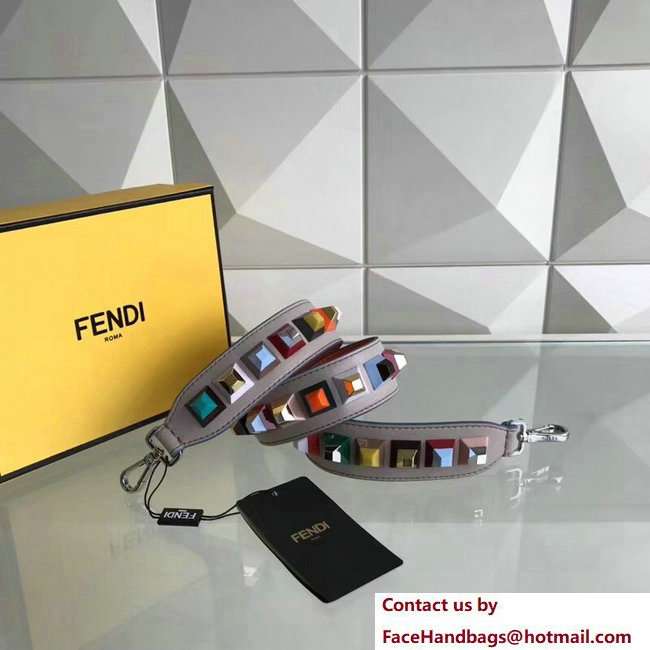 Fendi Leather Long Shoulder Strap You Multicolour Plexiglass Rainbow Studs Light Gray/Lobster Pink 2018