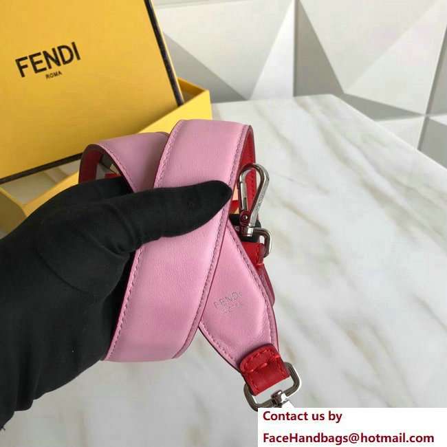Fendi Leather Long Shoulder Strap You Multicolour Plexiglass Rainbow Studs Red/Pink 2018