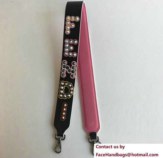 Fendi Leather Long Shoulder Strap You Multicolour Studs FENDI Black/Pink 2018