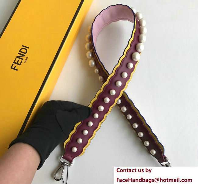 Fendi Leather Long Shoulder Strap You Pearls Burgundy/Pink 2018 Fendi Leather Long Shoulder Strap You Pearls Burgundy/Pink 2018