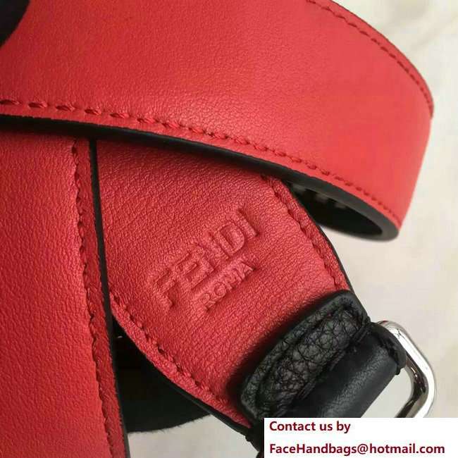 Fendi Leather Long Shoulder Strap You Stitching Black/Red 2018
