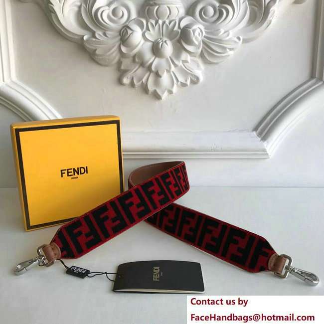 Fendi Leather Long Shoulder Strap You Woven Work Textured-effect FF Pattern Red 2018