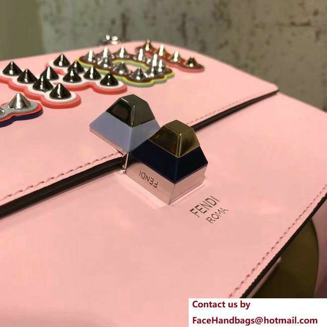 Fendi Logo Studded Kan I Medium Top Handle Bag Pink 2018
