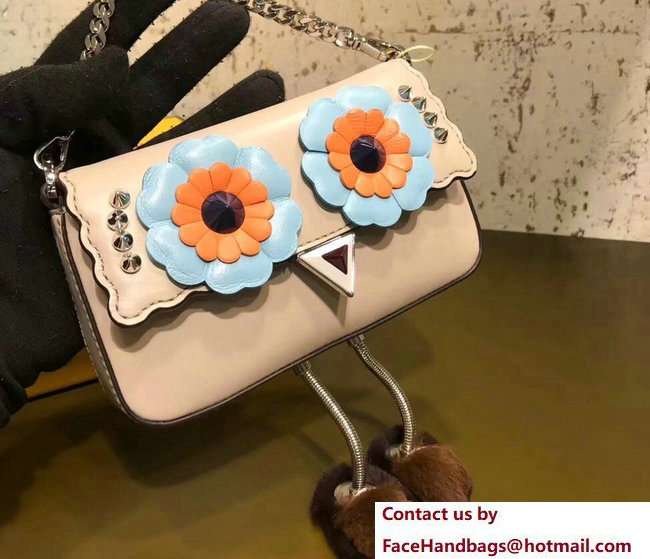 Fendi Micro Baguette Shoulder Bag Beige Flower Faces and Legs With Shoes 2018
