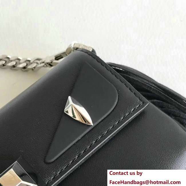 Fendi Micro Baguette Shoulder Bag Fringed Bag Bugs Eyes Studs Black 2018 - Click Image to Close